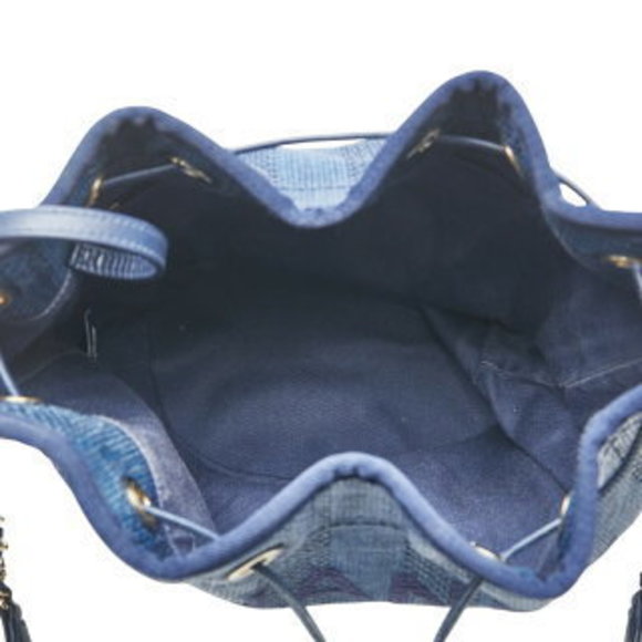 CHANEL Deauville Chain Shoulder Bag Blue Navy Blue Straw - Picture 5 of 8